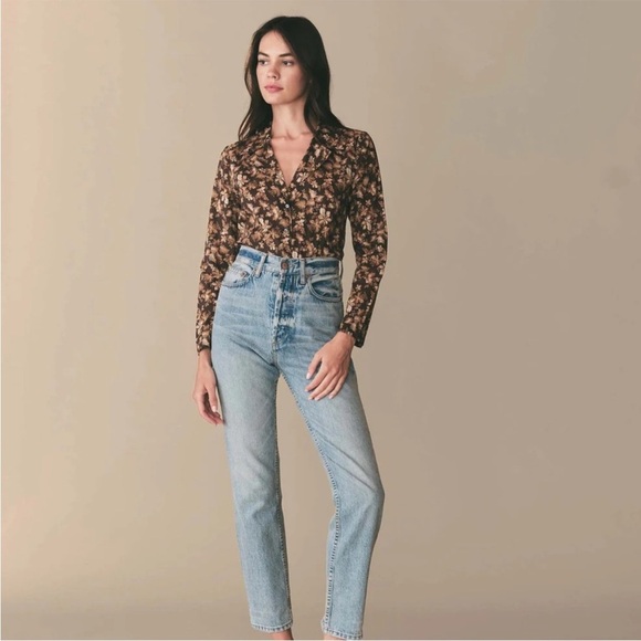 NWT Doen Sheila Button Shirt Top Blouse Fern Grove Floral XS - Picture 2 of 7